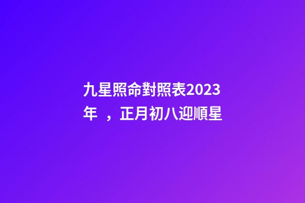 九星照命對照表2023年，正月初八迎順星